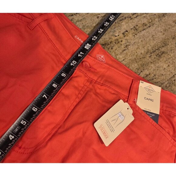 ~NWT~ST JOHNS BAY Size 16 Mid-Rise  Secretly Slender CAPRI PANTS - Coral 38x19 - Picture 4 of 15
